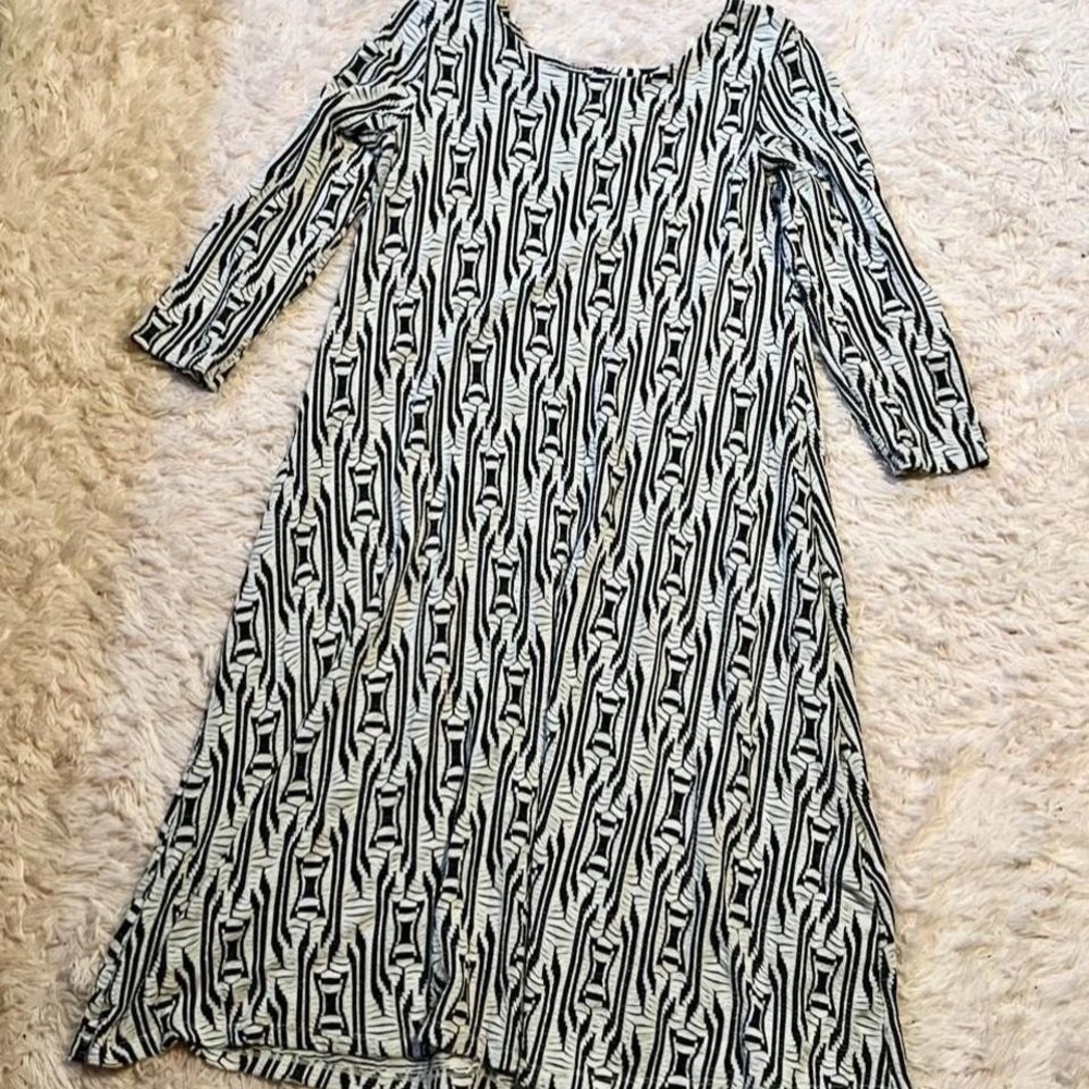 Monochrome Textured Geometric‎ Abstract Retro Dress Womens M Eclectic Statement